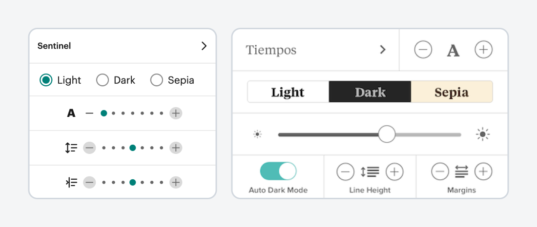 Pocket's feature to customize font and spacing.