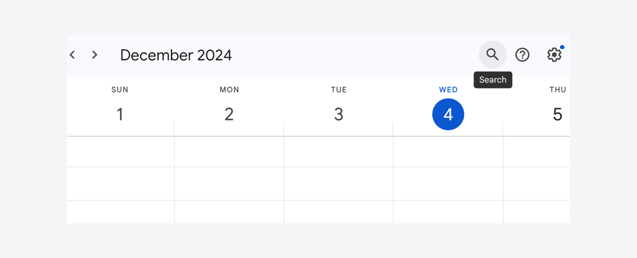 Google Calendar search tooltip