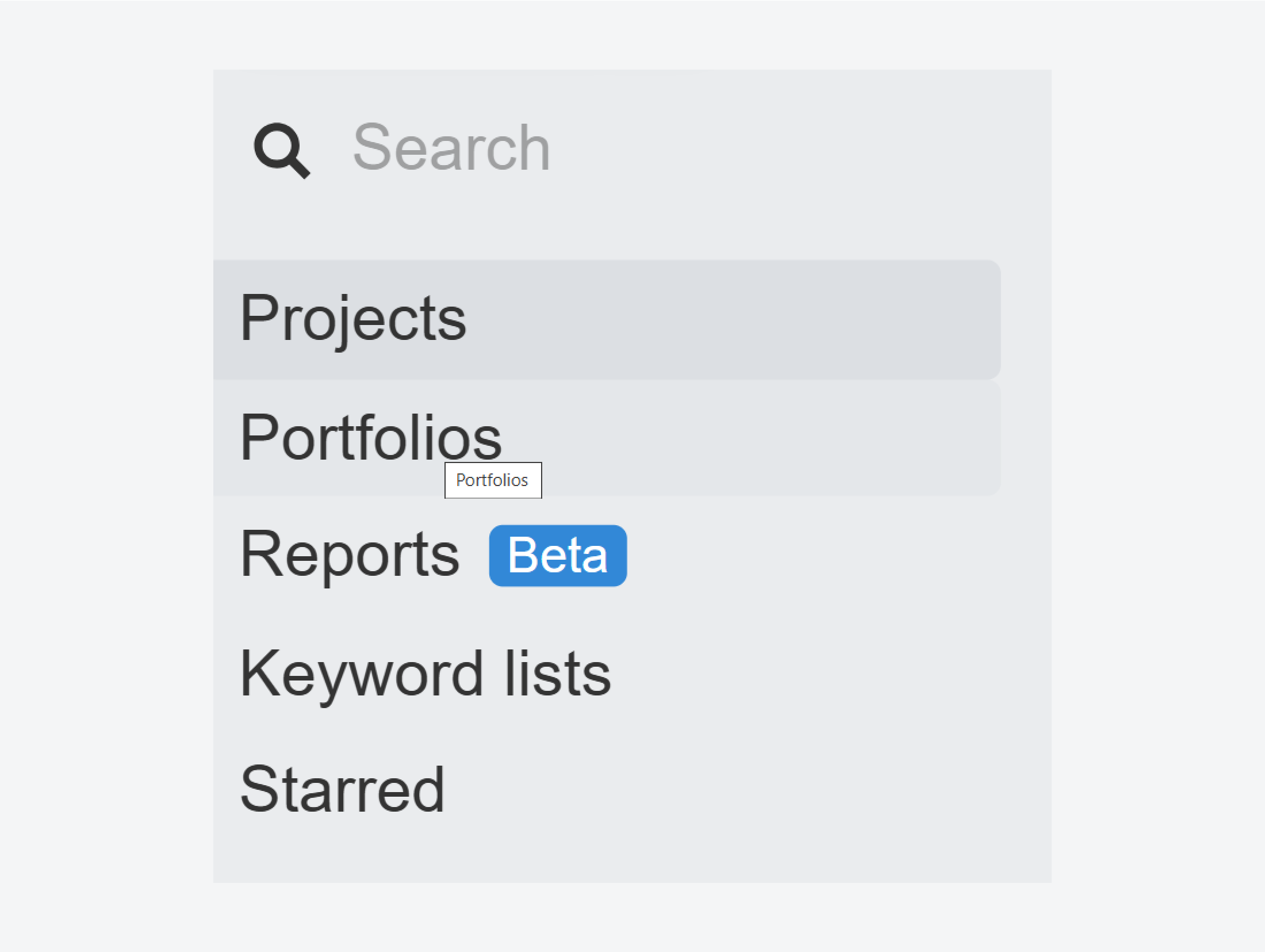 Ahrefs portfolio tooltip just repeats the section name.